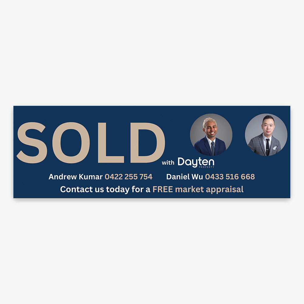 SOLD Sticker with agent photos (Rectangle) - Dayten Property