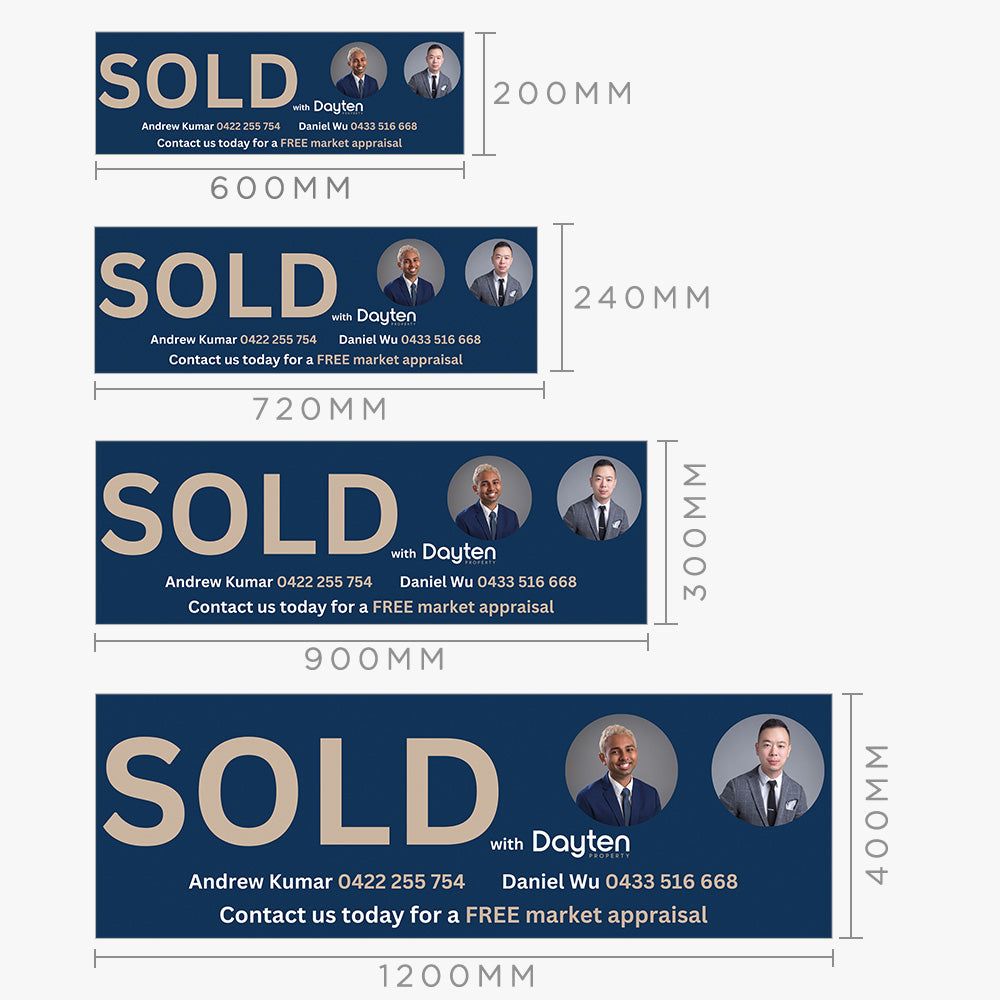 SOLD Sticker with agent photos (Rectangle) - Dayten Property