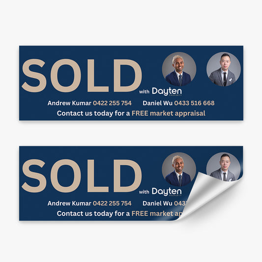 SOLD Sticker with agent photos (Rectangle) - Dayten Property