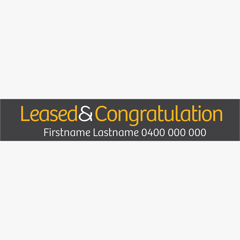 Leased & Congratulation with info Sticker (Rectangle) - Raine & Horne - Slim