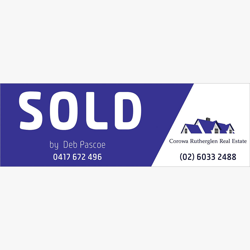 Sold by Sticker (Rectangle) - Corowa Rutherglen Real Estate - Deb