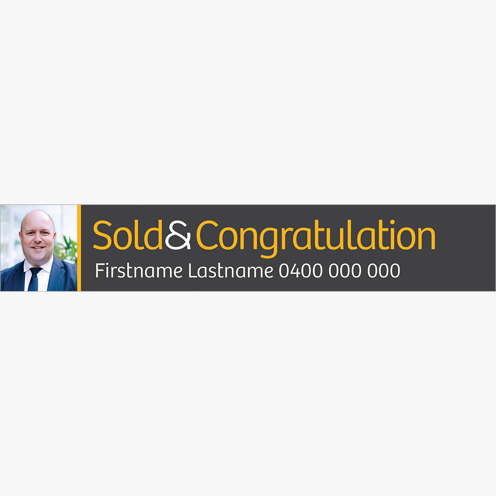 Sold & Congratulation with Photo Sticker (Rectangle) - Raine & Horne - Slim
