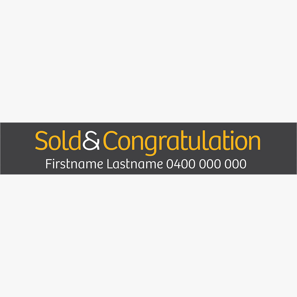 Sold & Congratulation with info Sticker (Rectangle) - Raine & Horne - Slim