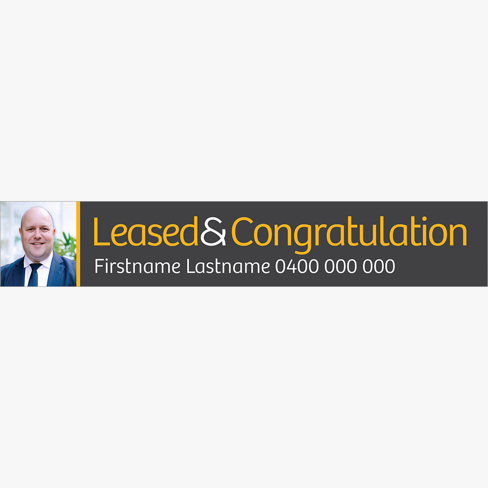 Leased & Congratulation with Photo Sticker (Rectangle) - Raine & Horne - Slim