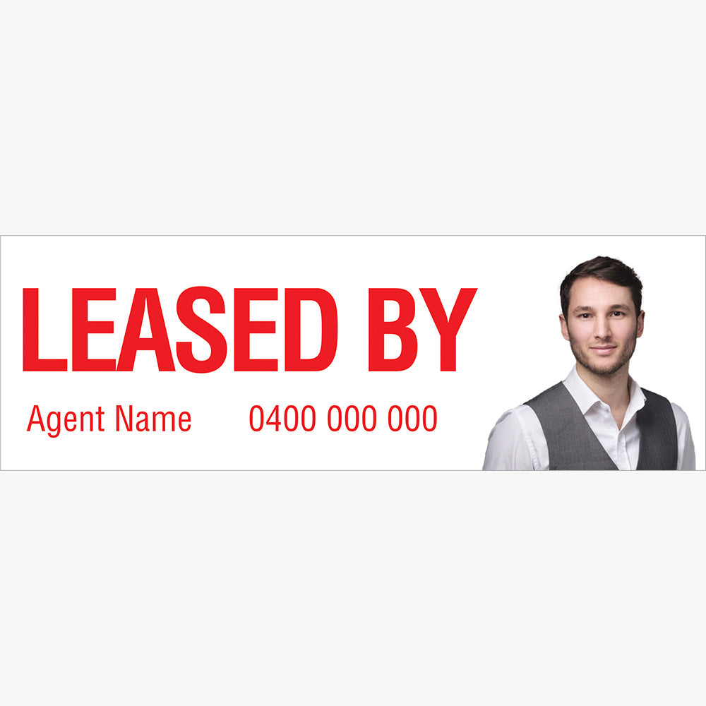 Leased By Sticker With Agent Photo (Rectangle) - PRD