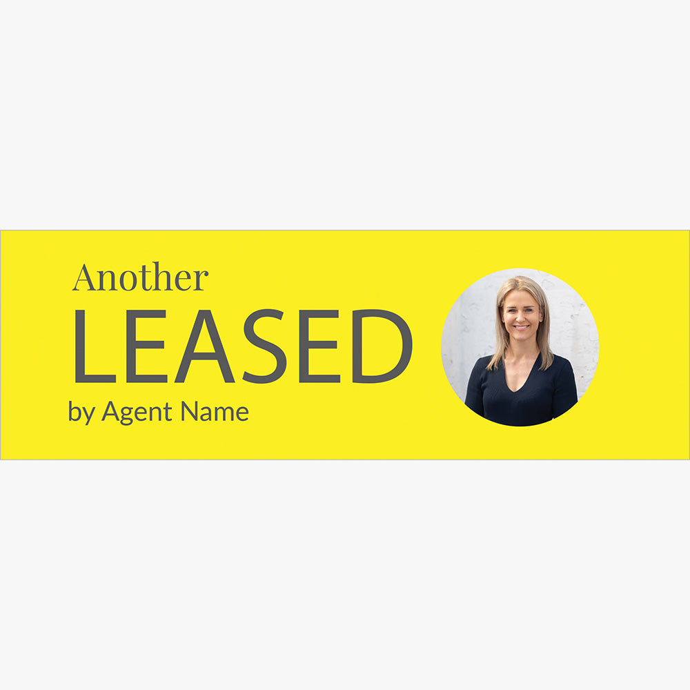 Leased Sticker With Yellow Background and Photo (Rectangle)