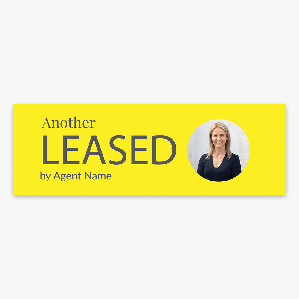 Leased Sticker With Yellow Background and Photo (Rectangle)