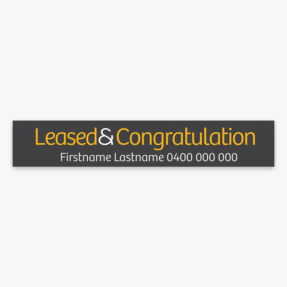 Leased & Congratulation with info Sticker (Rectangle) - Raine & Horne - Slim