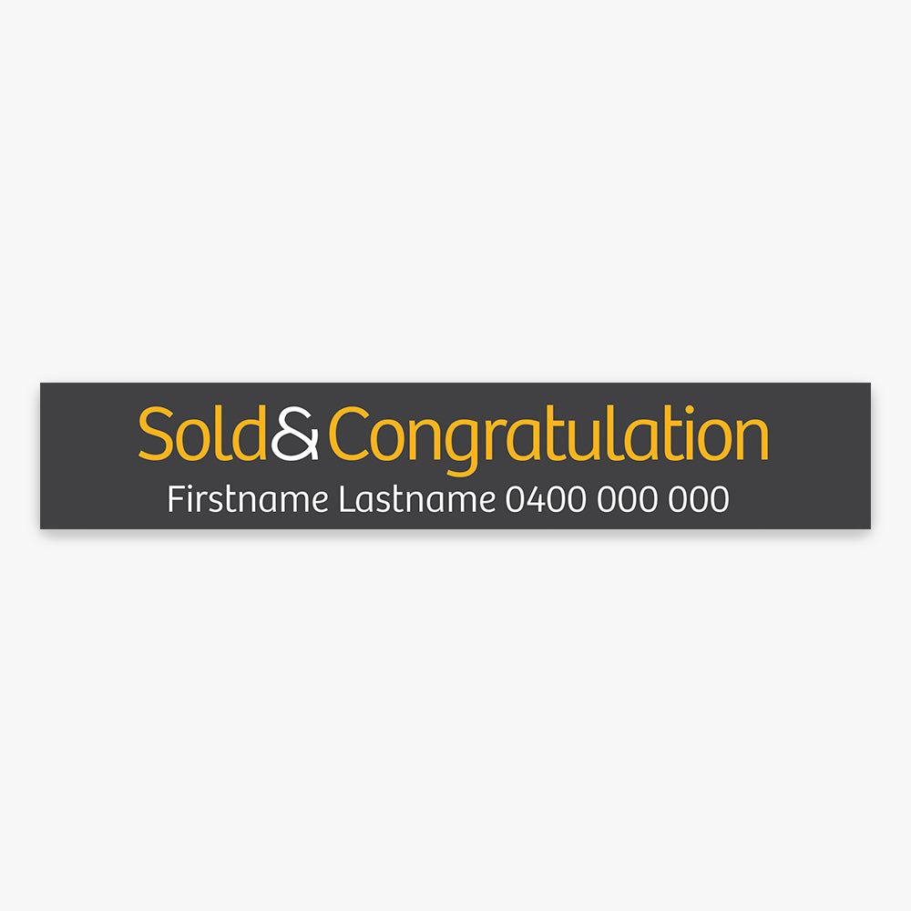 Sold & Congratulation with info Sticker (Rectangle) - Raine & Horne - Slim