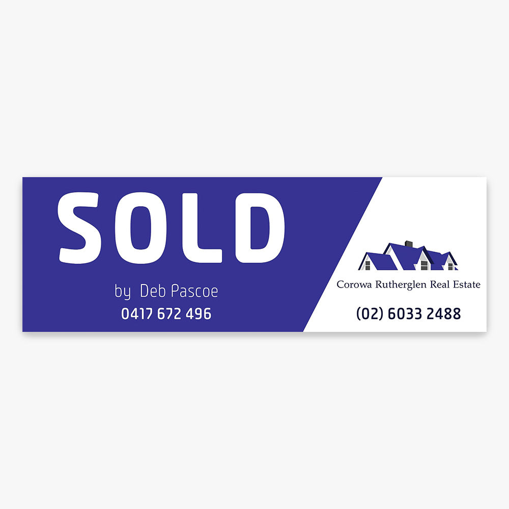 Sold by Sticker (Rectangle) - Corowa Rutherglen Real Estate - Deb