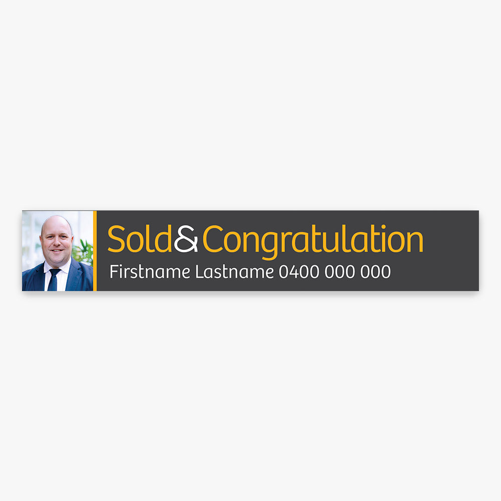 Sold & Congratulation with Photo Sticker (Rectangle) - Raine & Horne - Slim