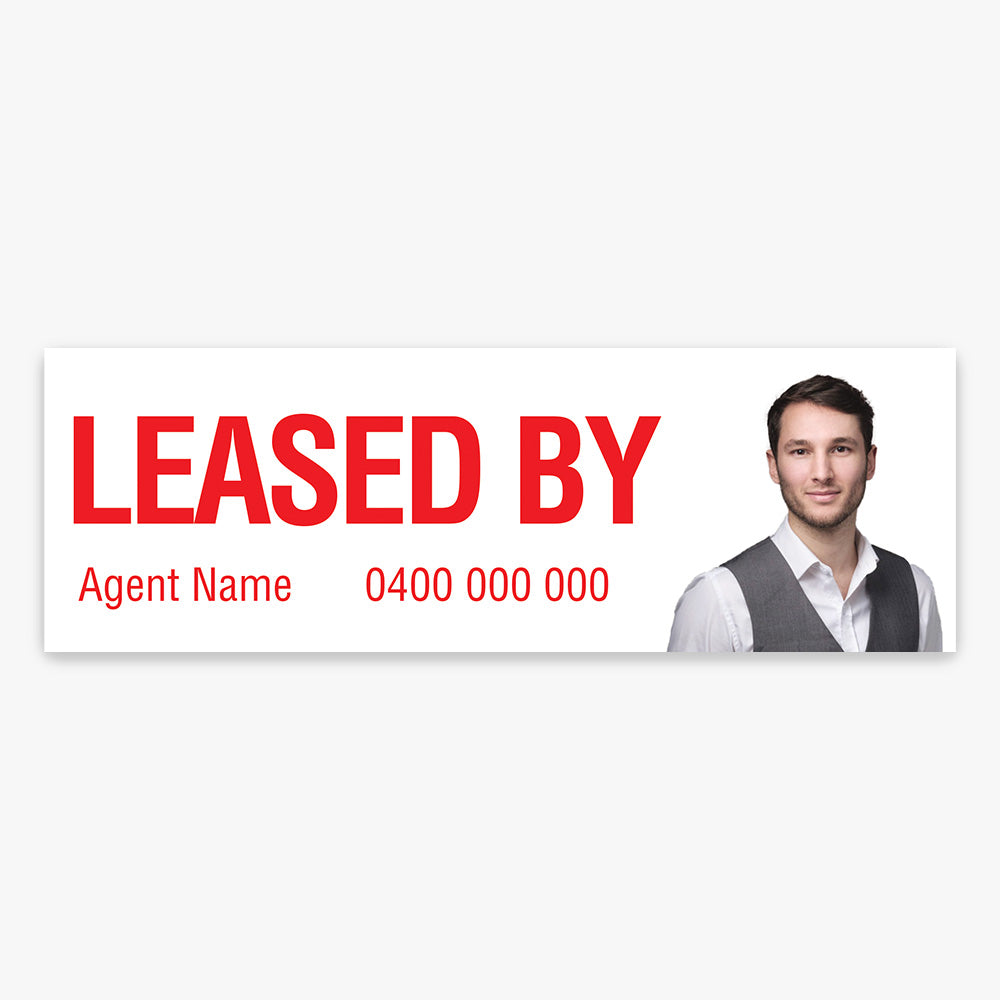 Leased By Sticker With Agent Photo (Rectangle) - PRD