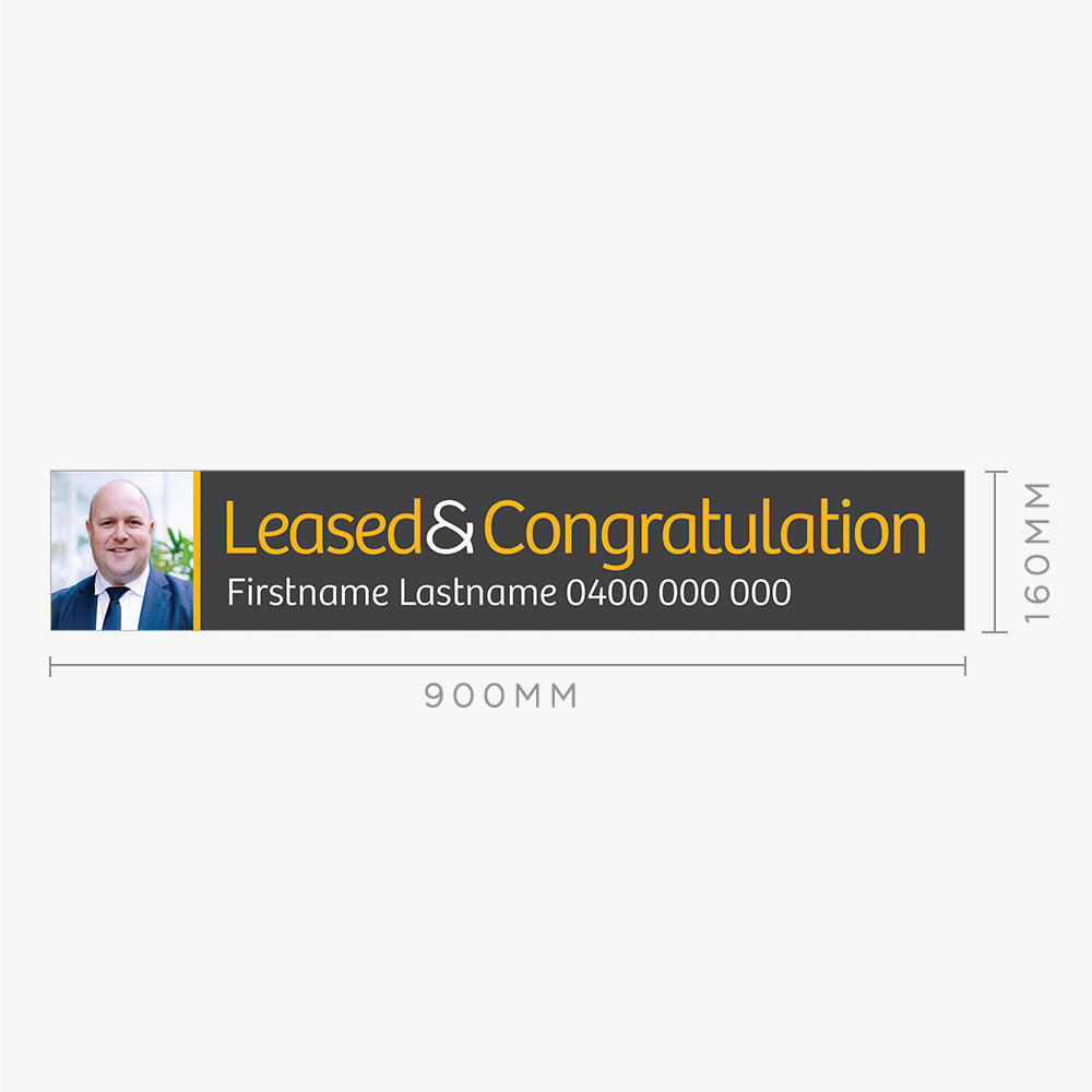 Leased & Congratulation with Photo Sticker (Rectangle) - Raine & Horne - Slim
