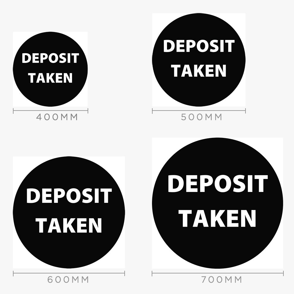 Deposit Taken Sticker (Round) (Black) - Zoom Real Estate
