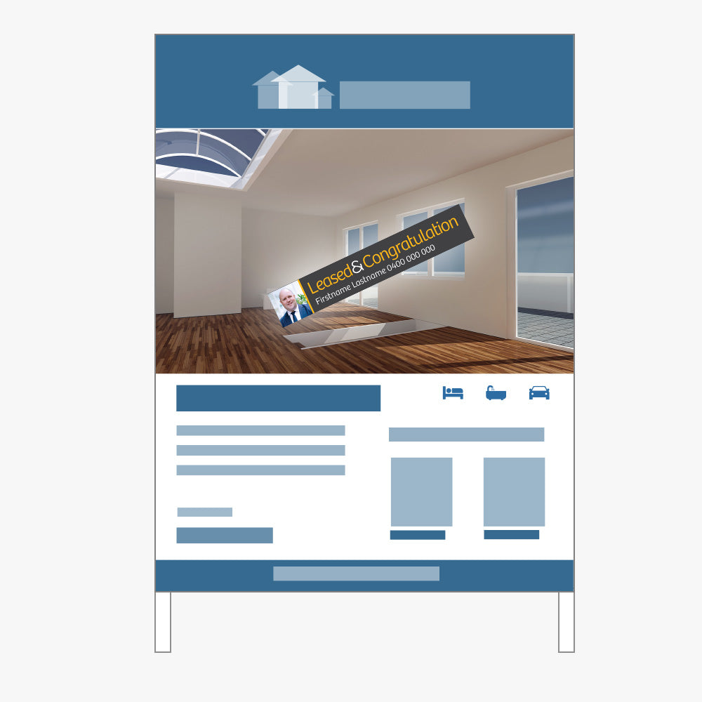 Leased & Congratulation with Photo Sticker (Rectangle) - Raine & Horne - Slim