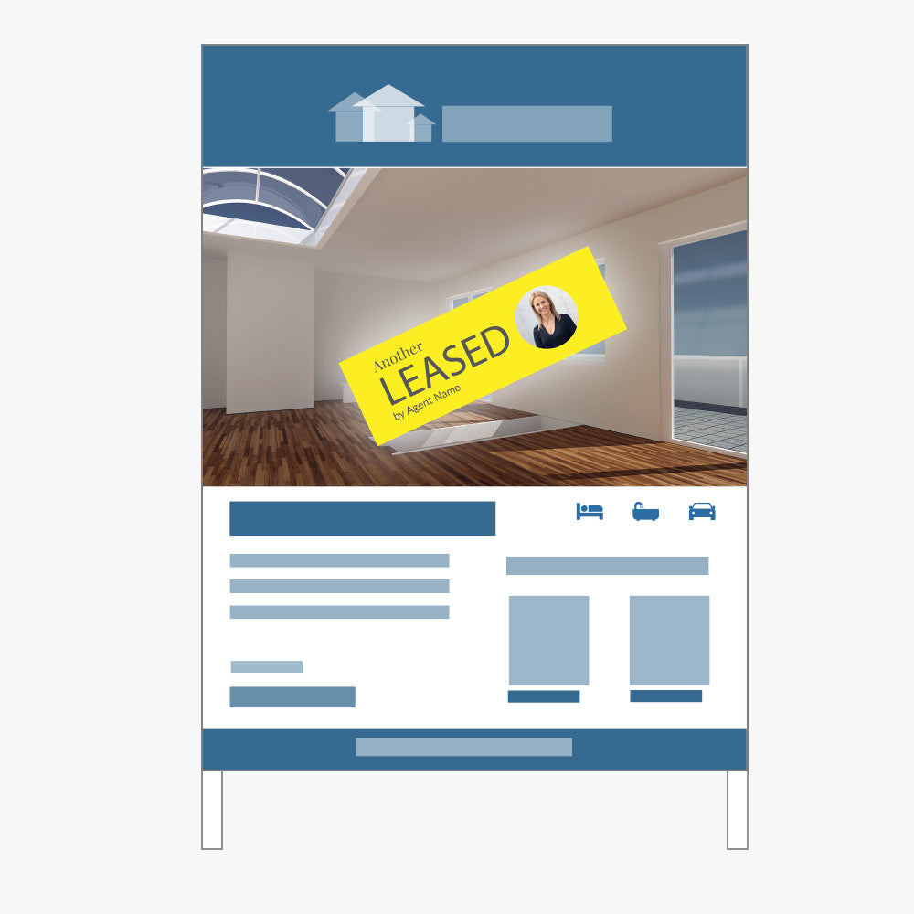 Leased Sticker With Yellow Background and Photo (Rectangle)