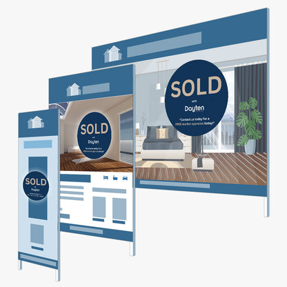 SOLD Sticker (Round)- Dayten Property: signboards and surfaces it suits