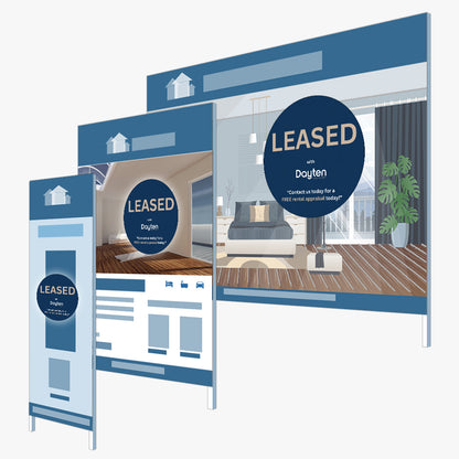 LEASED Sticker (Round)- Dayten Property: signboards and surfaces it suits