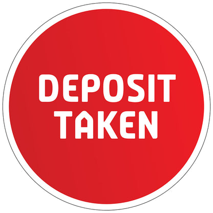 Deposit Taken Sticker (Round) - Red Gradient with White Border: design artwork