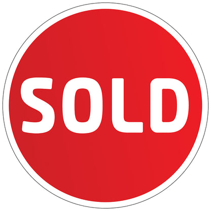 Sold Sticker (Round) - Red Gradient with White Border: design artwork
