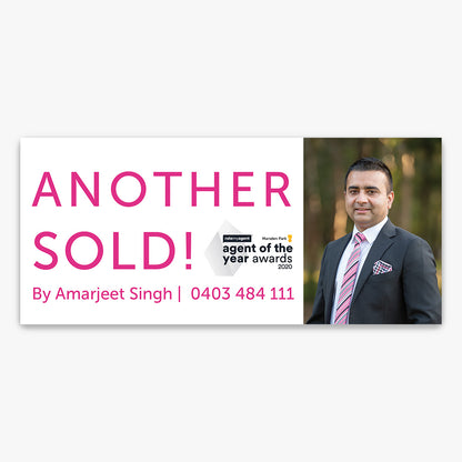 Custom Stickers shown on a real estate signboard