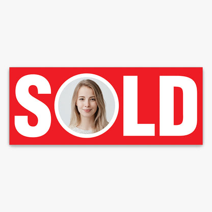 Custom Stickers shown on a real estate signboard
