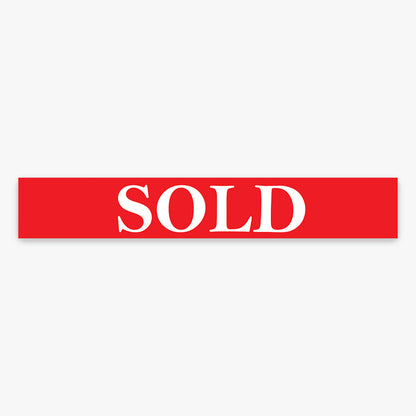 Sold Stickers - First National (Rectangle) - Slim shown on a real estate signboard