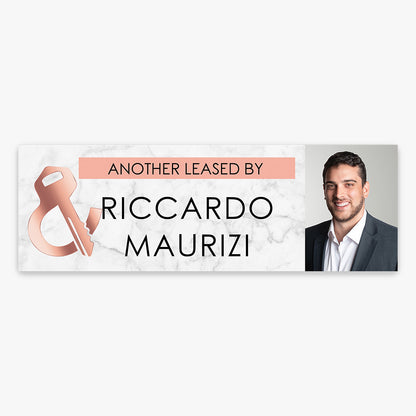 ANOTHER LEASED Sticker (Rectangle) - Leased & Sold - Riccardo shown on a real estate signboard
