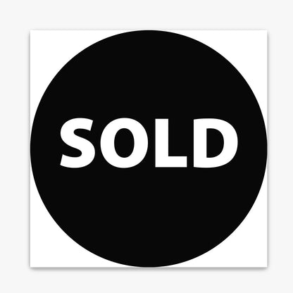 Sold Sticker (Round) (Black) - Zoom Real Estate shown on a real estate signboard