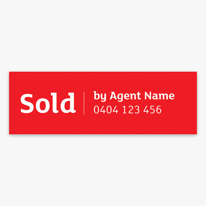 Sold Sticker with Agent Details (Rectangle) - LJ Hooker shown on a real estate signboard