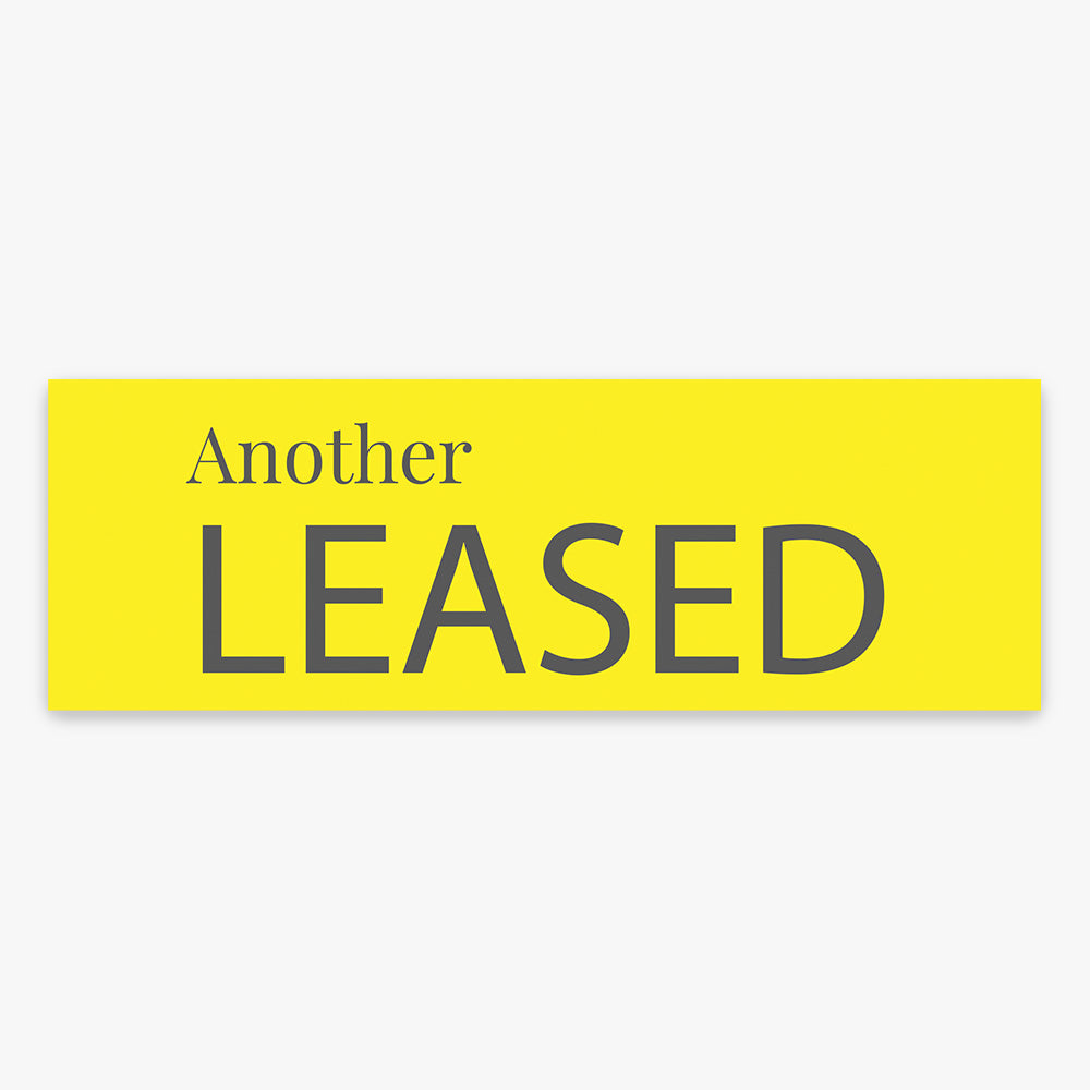 Leasing Sticker Leased Sticker With Yellow Background (Rectangle) – Real Stickers