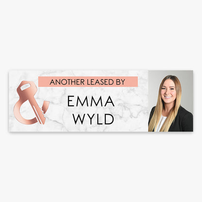 ANOTHER LEASED Sticker (Rectangle) - Leased & Sold - Emma shown on a real estate signboard