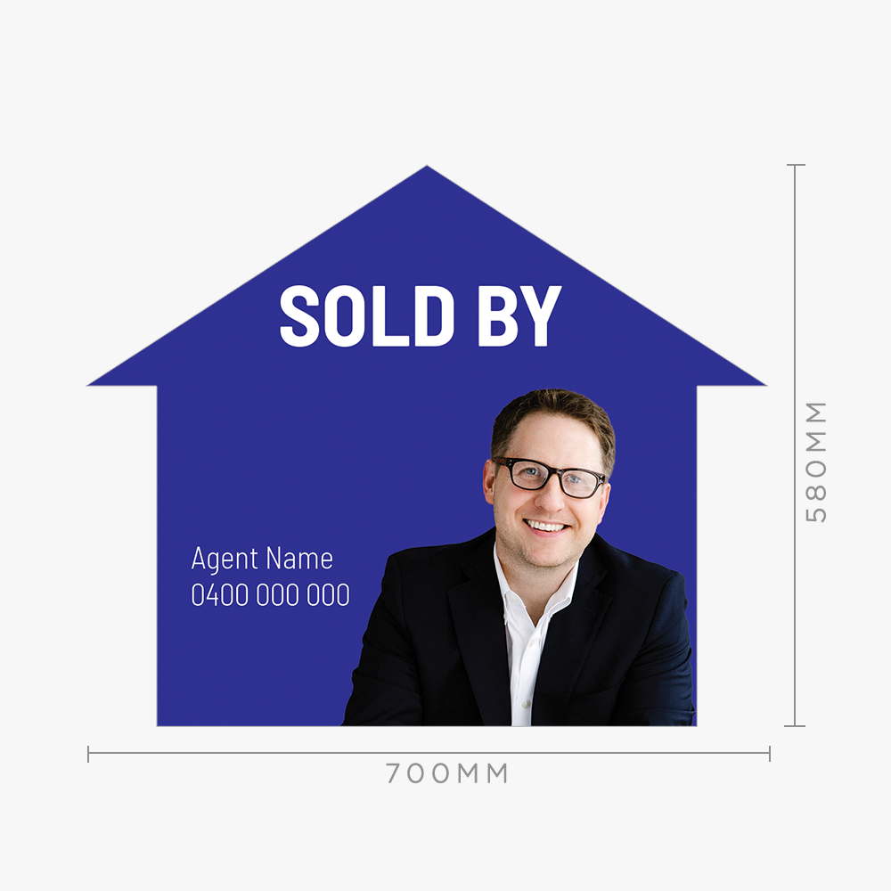 Sold by Sticker (Custom Shape) with Photo and Info - House