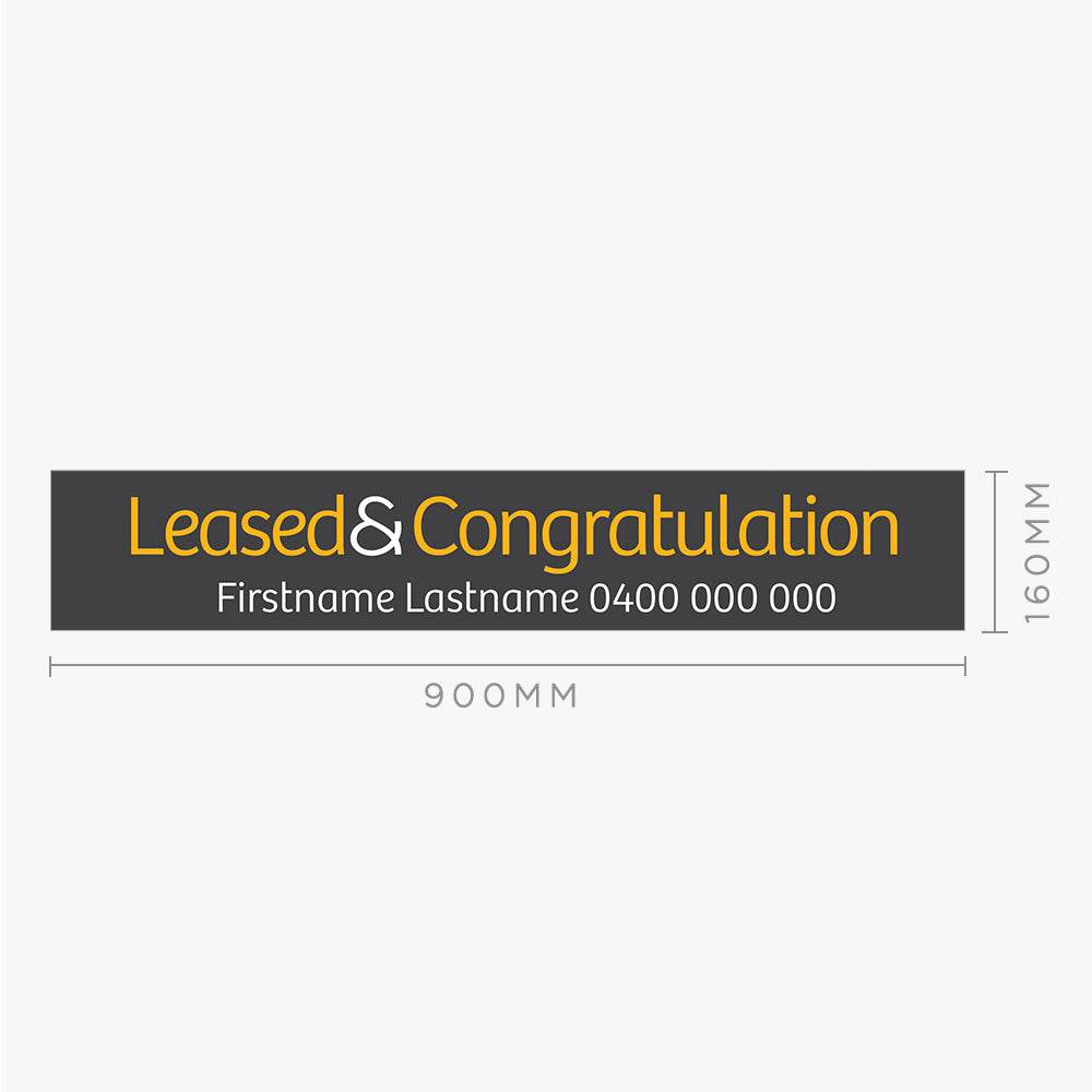 Leased & Congratulation with info Sticker (Rectangle) - Raine & Horne - Slim