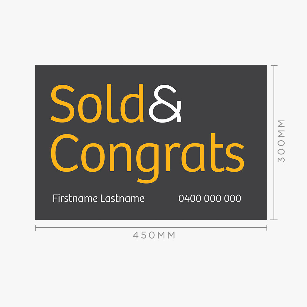 Sold & Congrats with info Sticker (Rectangle) - Raine & Horne