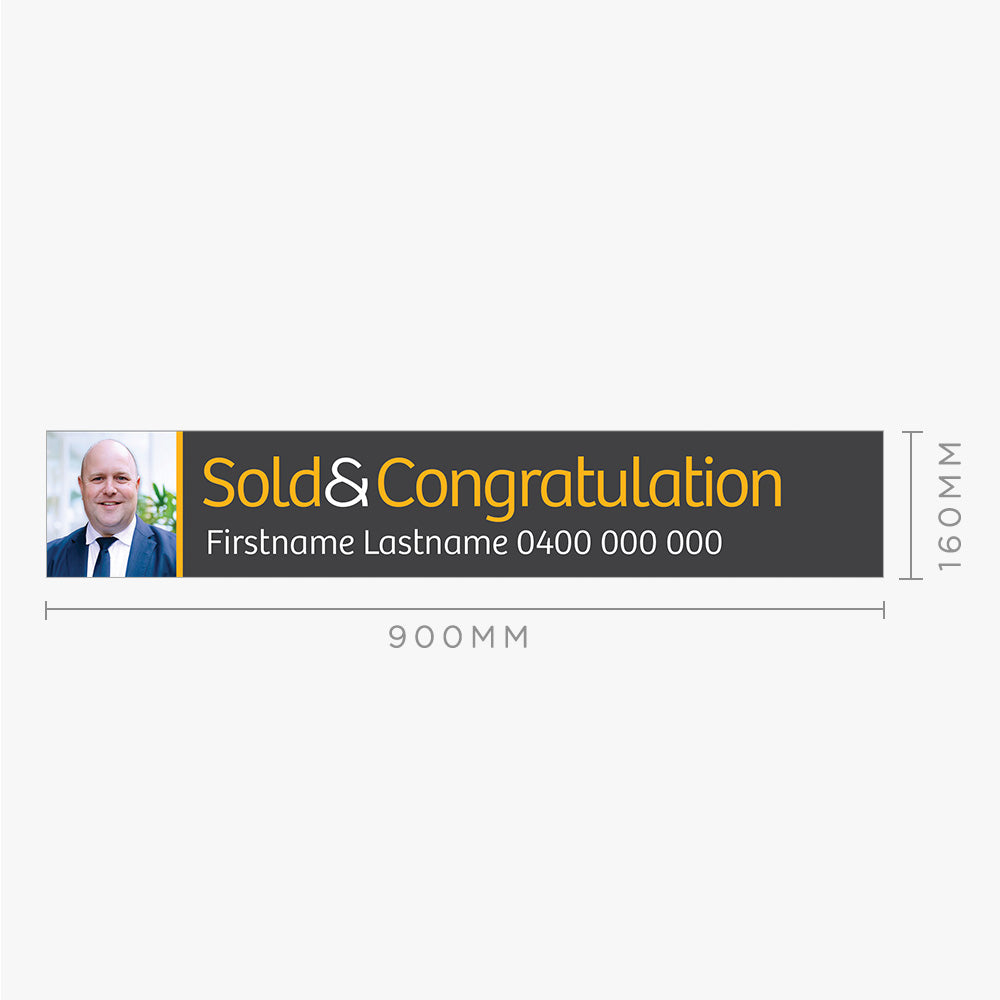 Sold & Congratulation with Photo Sticker (Rectangle) - Raine & Horne - Slim