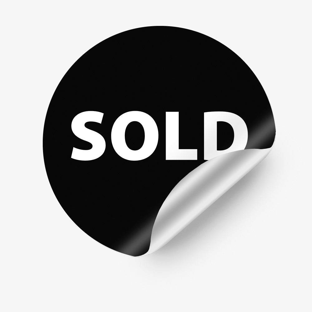 SOLD Sticker (Round) - Black with red dot