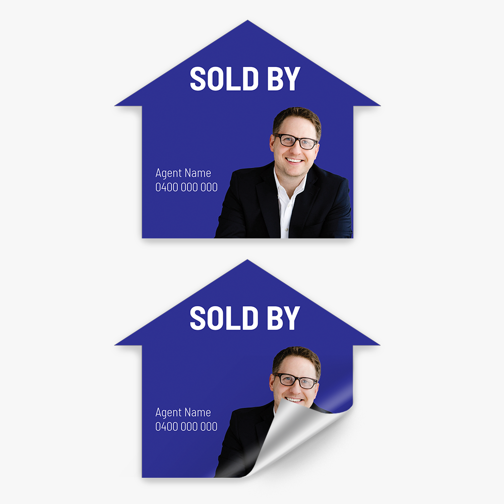 Sold by Sticker (Custom Shape) with Photo and Info - House