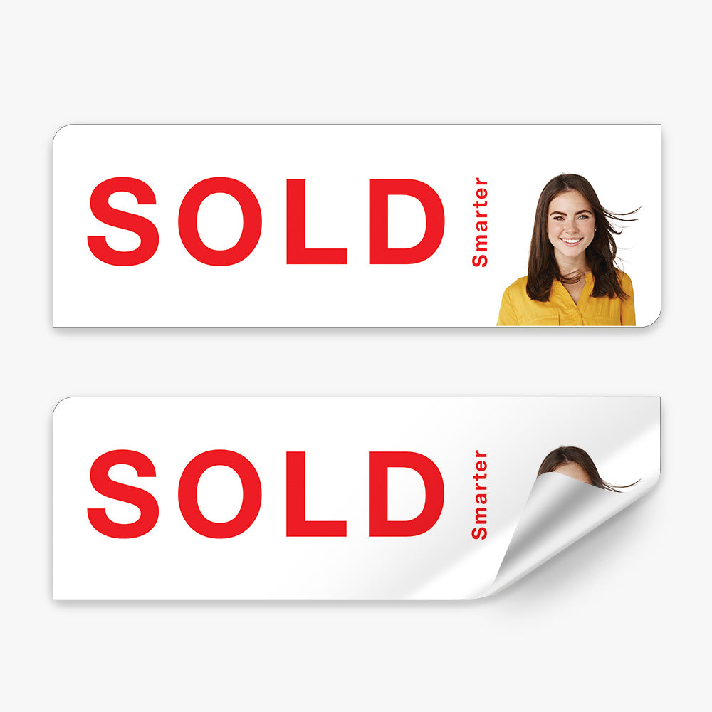 Machine Sold Sticker Sold Sticker With Agent Photo (Rectangle) - PRD – Real Stickers