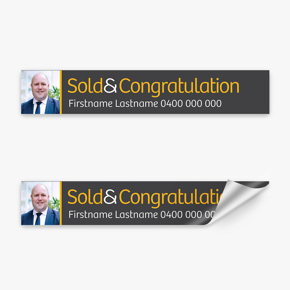 Sold & Congratulation with Photo Sticker (Rectangle) - Raine & Horne - Slim