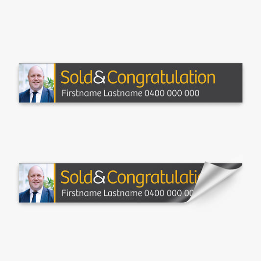 Sold & Congratulation with Photo Sticker (Rectangle) - Raine & Horne - Slim