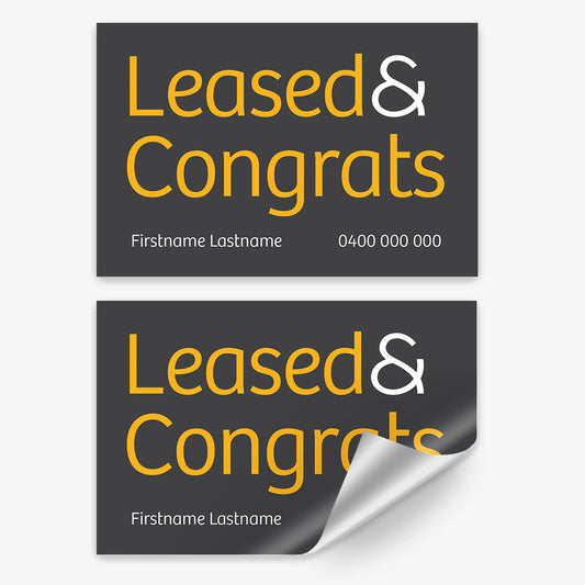 Leased & Congrats with info Sticker (Rectangle) - Raine & Horne