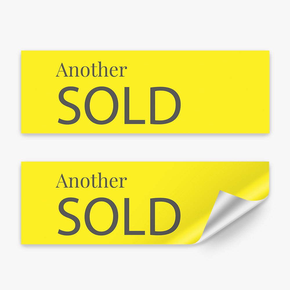 Sold Sticker With Yellow Background (Rectangle) – Real Stickers