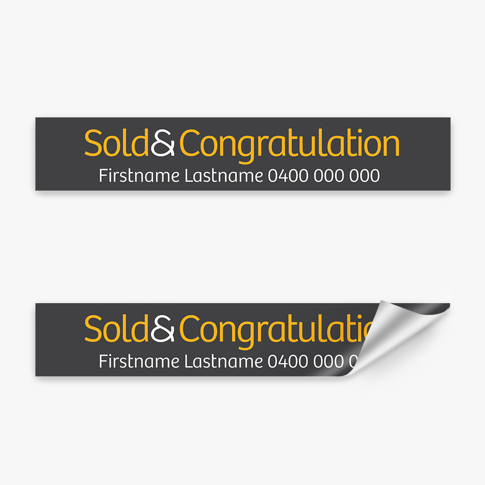 Sold & Congratulation with info Sticker (Rectangle) - Raine & Horne - Slim