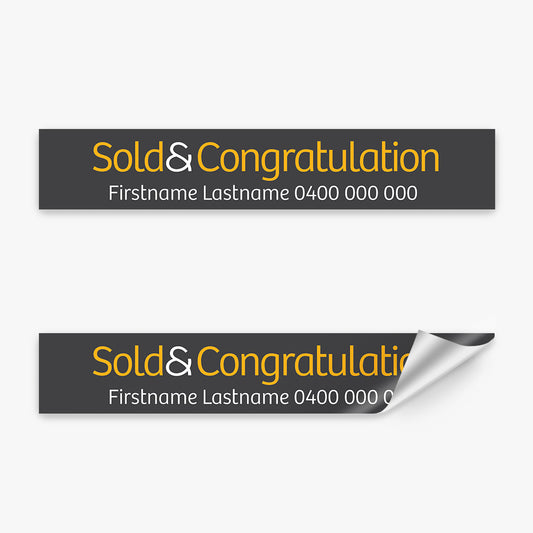 Sold & Congratulation with info Sticker (Rectangle) - Raine & Horne - Slim