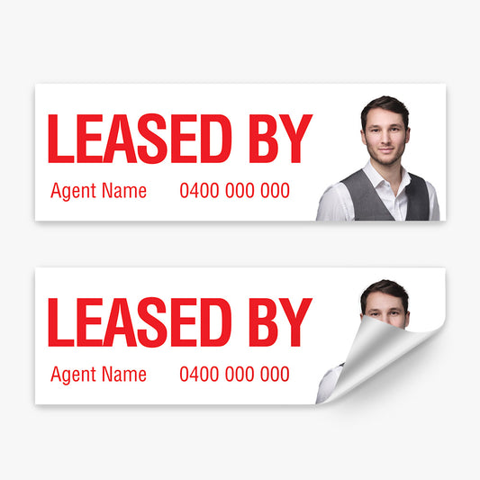 Leased By Sticker With Agent Photo (Rectangle) - PRD