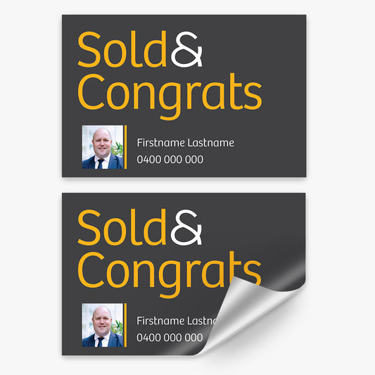 Sold & Congrats with Photo Sticker (Rectangle) - Raine & Horne