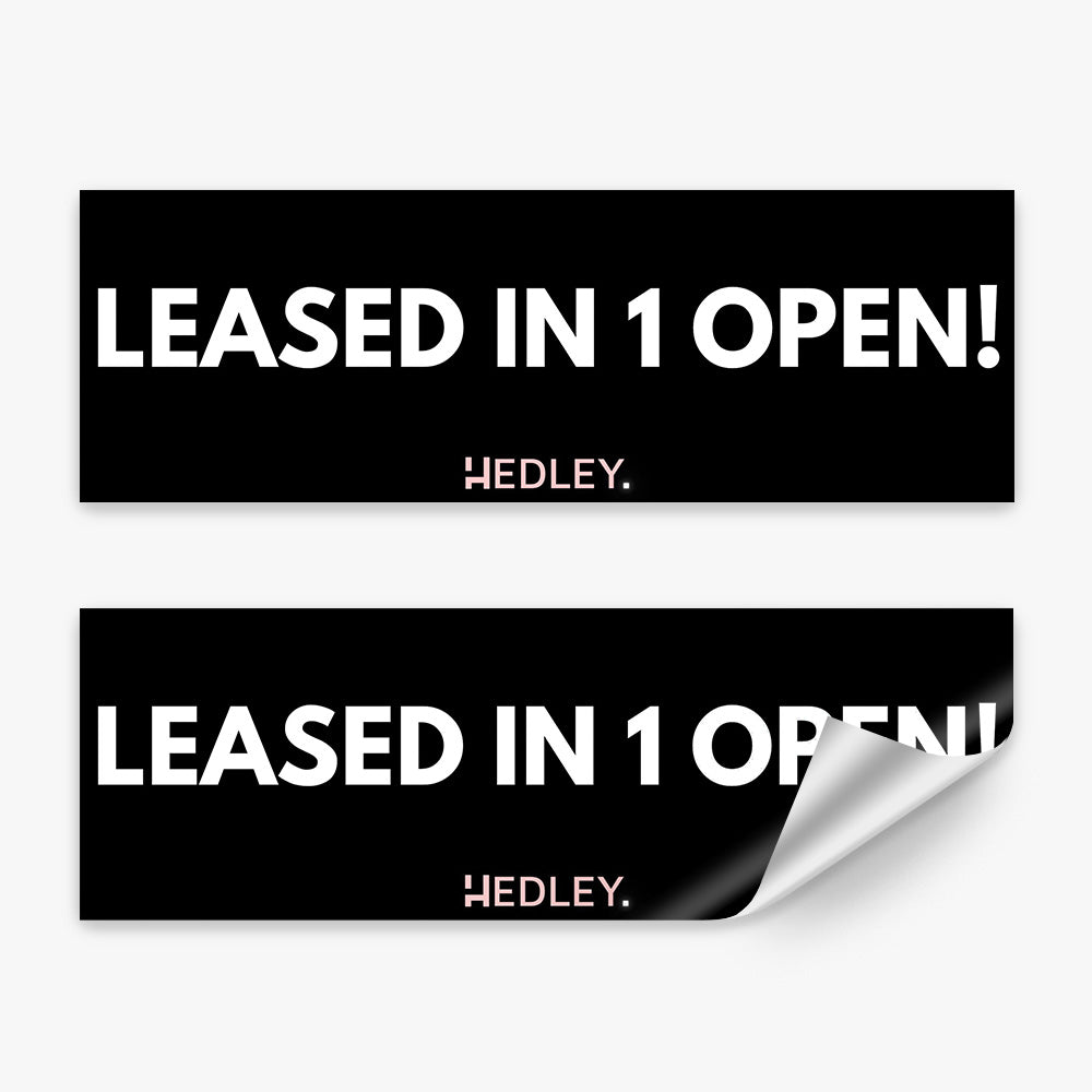LEASED in 1 Open - Sticker (Rectangle) - Hedley Real Estate