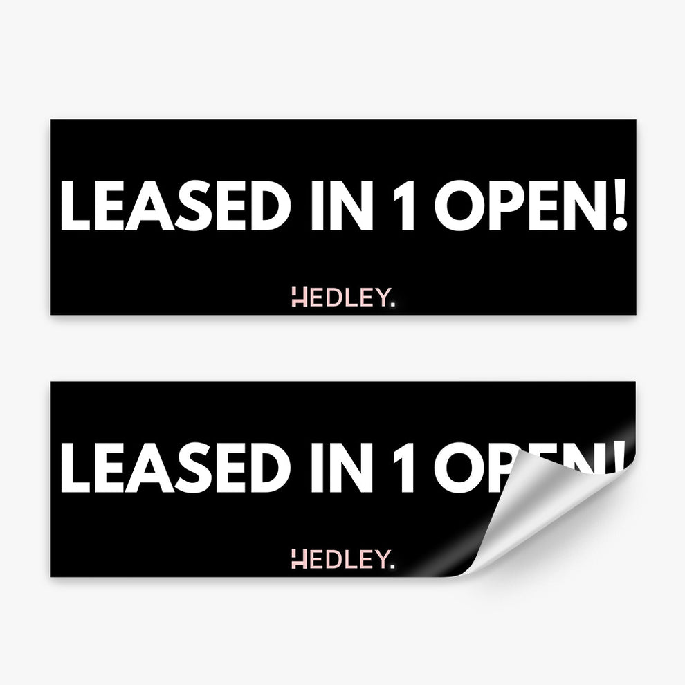 LEASED in 1 Open - Sticker (Rectangle) - Hedley Real Estate – Real Stickers