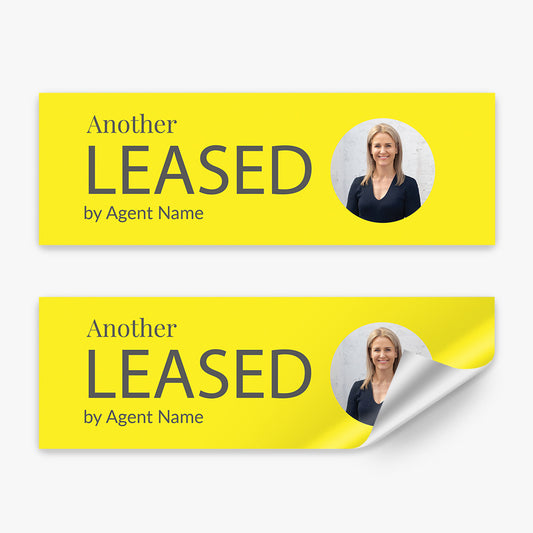 Leased Sticker With Yellow Background and Photo (Rectangle) - Ray White